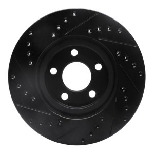 Chrysler PT Cruiser Brake Rotor (1) - Front Right - R1 Concepts - Drilled & Slotted - Black - `03-`09